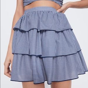 Zara plaid ruffle GINGHAM mini skirt